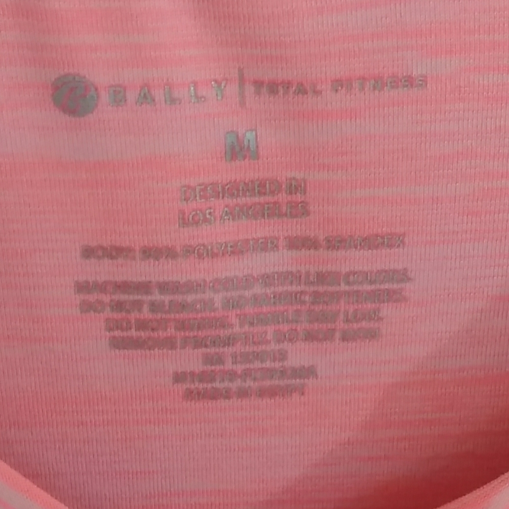 Bally Total Fitness Orange Pink V-neck Sportswear Active Casual T-shirt Top - Picture 9 of 11